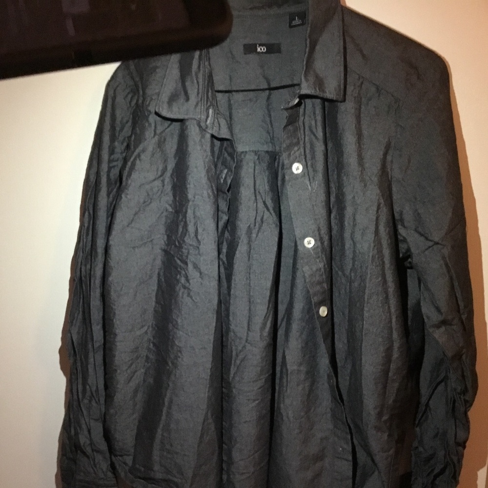 Men’s James Shirt-Grey Chambray Large ICO